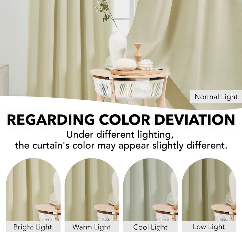 Deconovo Room Darkening Curtains for Living Room, Beige Light Filtering Thermal Drapes 95 Inches Long, Back Tab and Rod Pocket Window Curtains, 52W x 95L Inch, 2 Panels - Image 3